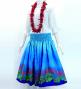 Hula Shantung Pa'u Skirt with Lehua Print / Luxury Collection / Blue / J3043bl