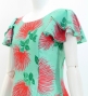 Hula Long Dress with Lehua Print / Luxury Collection / Turquoise Blue/ J3044tbl