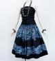 Hula Shantung Pa'u Skirt with Kahiko Print / Luxury Collection / Black / J3058bk