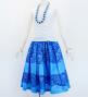 Hula Shantung Pa'u Skirt with Kahiko Print / Luxury Collection / Blue / J3058bl