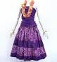 Hula Shantung Pa'u Skirt with Kahiko Print / Luxury Collection / Purple / J3058pu