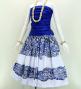Hula Shantung Pa'u Skirt with Kahiko Print / Luxury Collection / White & Blue / J3058whbl