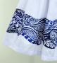 Hula Shantung Pa'u Skirt with Kahiko Print / Luxury Collection / White & Blue / J3058whbl