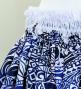 Hula Shantung Pa'u Skirt with Kahiko Print / Luxury Collection / White & Blue / J3058whbl