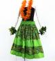 Hula Shantung Pa'u Skirt with Kahiko Print / Luxury Collection / Yellow Green / J3058yegr