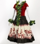 Hula Shantung Pa'u Skirt with Hula Girl Print / Luxury Collection / Black / J3078bk