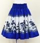 Hula Shantung Pa'u Skirt with Hula Girl Print / Luxury Collection / Blue / J3078bl