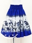 Hula Shantung Pa'u Skirt with Hula Girl Print / Luxury Collection / Blue / J3078bl