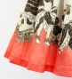 Hula Shantung Pa'u Skirt with Hula Girl Print / Luxury Collection / Orange / J3078or
