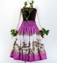 Hula Shantung Pa'u Skirt with Hula Girl Print / Luxury Collection / Pink / J3078pi