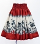 Hula Shantung Pa'u Skirt with Hula Girl Print / Luxury Collection / Red / J3078rd