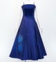 Hula Long Velvet & Shantung Dress with Lehua Print / Luxury Collection / J3080bl