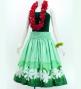 Hula Shantung Pa'u Skirt with Tiare & Kahiko Print / Luxury Collection / Green / J3082gr