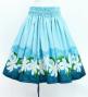 Hula Shantung Pa'u Skirt with Tiare & Kahiko Print / Luxury Collection / Light Blue / J3082lbl