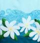 Hula Shantung Pa'u Skirt with Tiare & Kahiko Print / Luxury Collection / Light Blue / J3082lbl