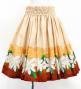 Hula Shantung Pa'u Skirt with Tiare & Kahiko Print / Luxury Collection / Orange /J3082or