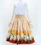 Hula Shantung Pa'u Skirt with Tiare & Kahiko Print / Luxury Collection / Orange /J3082or