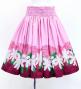 Hula Shantung Pa'u Skirt with Tiare & Kahiko Print / Luxury Collection / Pink / J3082pi