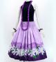 Hula Shantung Pa'u Skirt with Tiare & Kahiko Print / Luxury Collection / Purple / J3082pu