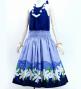 Hula Shantung Pa'u Skirt with Tiare & Kahiko Print / Luxury Collection / PPL & NV / J3082punv