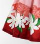 Hula Shantung Pa'u Skirt with Tiare & Kahiko Print / Luxury Collection / Red / J3082rd