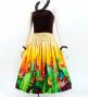 Hula Shantung Pa'u Skirt with Red Ginger & Strelitzia Print / Luxury Collection / J3086-5