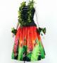 Hula Shantung Pa'u Skirt with Red Ginger & Strelitzia Print / Luxury Collection / J3086-6