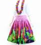 Hula Shantung Pa'u Skirt with Red Ginger & Strelitzia Print / Luxury Collection / J3086-7