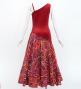 Hula One Shoulder Dress with Ti Leaf/ Luxury Collection / Dark Red / J3088drd