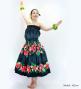 Hula Shantung Tube Top & Pa'u Set-Up with Hibiscus & Plumeria Print / Luxury Collection / J3090bk
