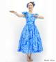 Hula Midi Dress with Hibiscus Print / Luxury Collection / Blue & Light Blue / J3100bllbl