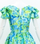 Hula Midi Dress with Hibiscus Print / Luxury Collection / Blue & Yellow Green / J3100blyegr