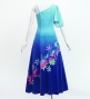 Hula One Shoulder Flare sleeve Long Dress with Velvet / Luxury Collection / Light Blue & Blue / J3102lblbl