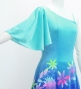 Hula One Shoulder Flare sleeve Long Dress with Velvet / Luxury Collection / Light Blue & Blue / J3102lblbl