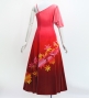Hula One Shoulder Flare sleeve Long Dress with Velvet / Luxury Collection / Light Red & Red / J3102lrdrd
