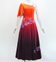 Hula One Shoulder Flare sleeve Long Dress with Velvet / Luxury Collection / Orange & Brown / J3102orbr
