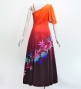 Hula One Shoulder Flare sleeve Long Dress with Velvet / Luxury Collection / Orange & Brown / J3102orbr