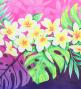 Hula Shantung Pa'u Skirt with Plumeria Lei Print / Luxury Collection / Light PU & NV / J3147lpunv