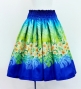 Hula Shantung Pa'u Skirt with Plumeria Lei Print / Luxury Collection / NV & BL / J3147nvbl