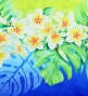 Hula Shantung Pa'u Skirt with Plumeria Lei Print / Luxury Collection / NV & BL / J3147nvbl