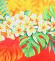 Hula Shantung Pa'u Skirt with Plumeria Lei Print / Luxury Collection / PI & OR / J3147pior