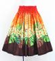 Hula Shantung Pa'u Skirt with Plumeria Lei Print / Luxury Collection / RD & BR / J3147rdbr