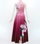 Hula Long Hibiscus Dress with Velvet / Luxury Collection / Light Pink & Wine/ J3151lpiwi
