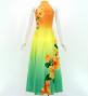 Hula Long Hibiscus Dress with Velvet / Luxury Collection / Orange & Aqua / J3151oraq