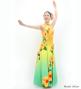 Hula Long Hibiscus Dress with Velvet / Luxury Collection / Orange & Aqua / J3151oraq