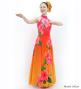 Hula Long Hibiscus Dress with Velvet / Luxury Collection / Pink & Orange / J3151pior