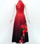 Hula Long Hibiscus Dress with Velvet / Luxury Collection / Red & Black / J3151rdbk