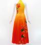 Hula Long Hibiscus Dress with Velvet / Luxury Collection / Yellow & Orange / J3151yeor