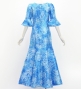 Hula Long Dress with Orchid Print / Luxury Collection / Blue / J3153bl