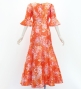 Hula Long Dress with Orchid Print / Luxury Collection / Red / J3153rd